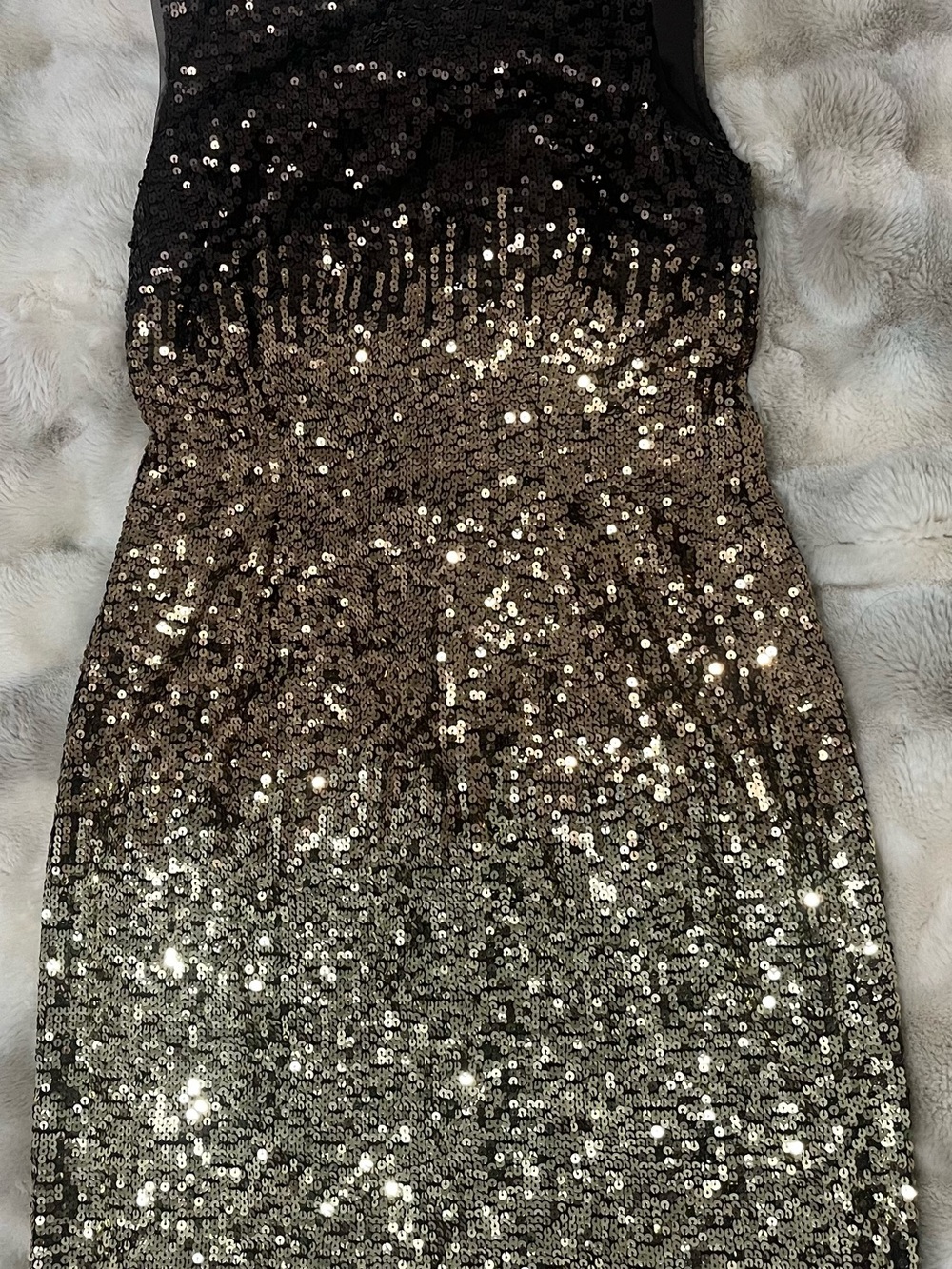 Adrianna Papell Black and Gold Ombre Sequin Dress